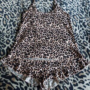 Size Medium Jessica Simpson Sleepwear Intimates Leopard Shorts Cami Tank Top Set